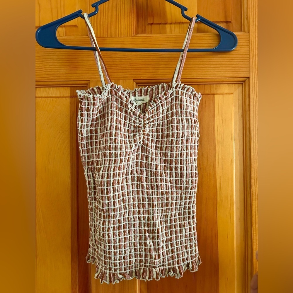 Madewell Superlight Jacquard Smocked Tank Top in Stripe - Picture 3 of 6